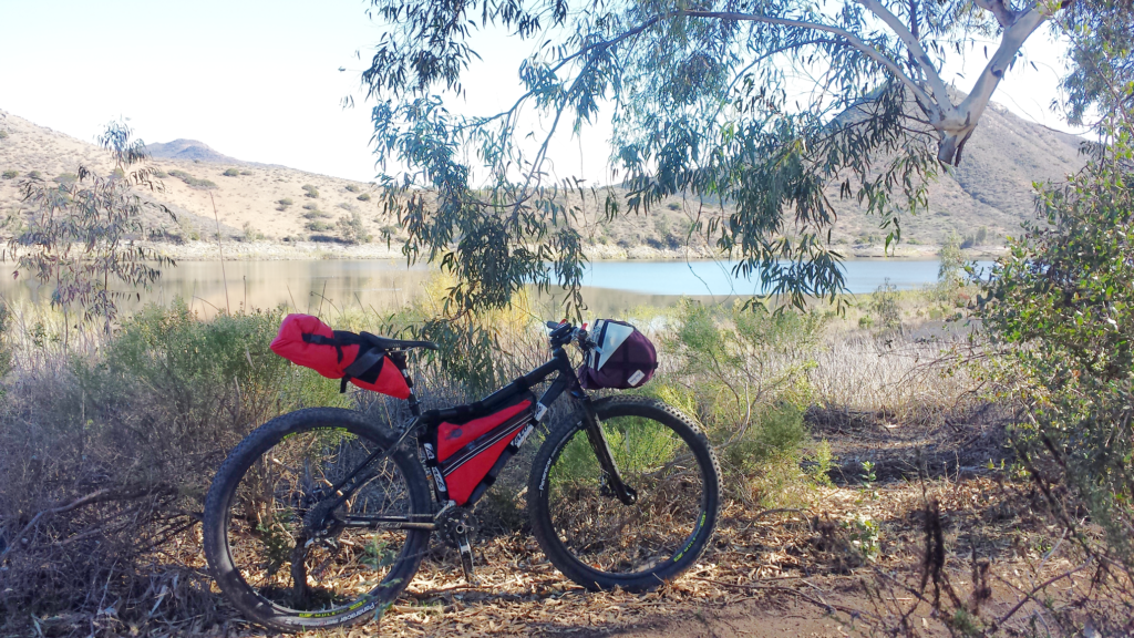 Stopping along the lakeshore singletrack
